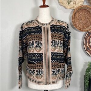 Peruvian Baby Alpaca Knit Handmade Zip Cardigan Sweater Size Small/Medium